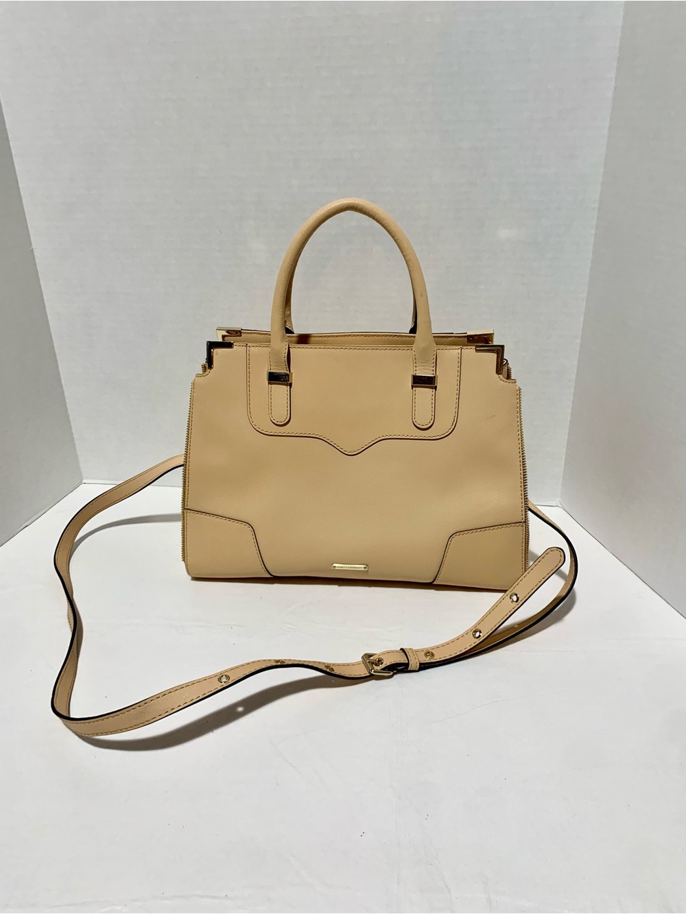 Rebecca Minkoff Beige Structured Satchel with Detachable Strap